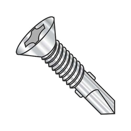 Usa Industrials Self-Drilling Screw, #12-24 x 2 1/2 in, Plain 410 Stainless Steel Flat Head Phillips Drive BULK-SCRW-10430
